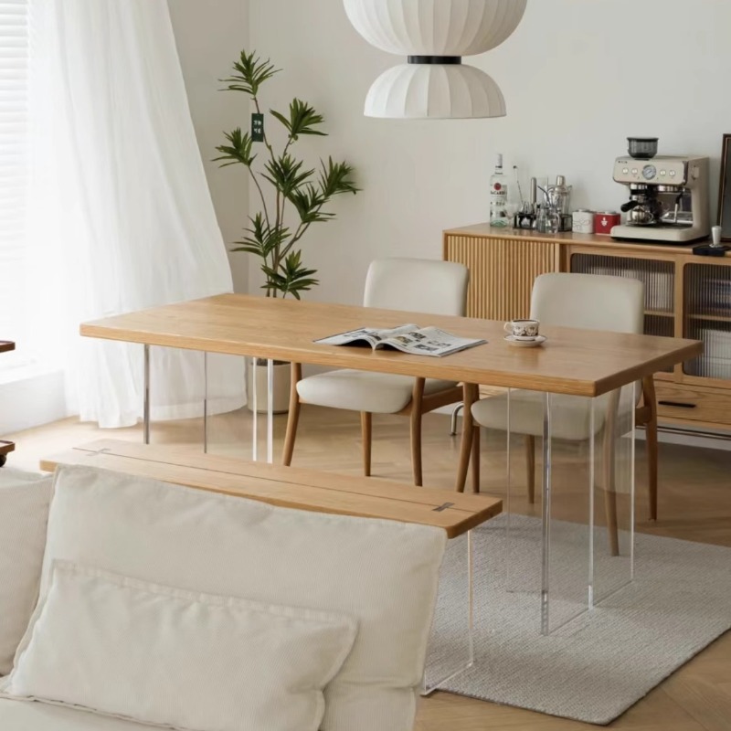 Bedroom Furniture - Mesa Flutuante de Madeira Sólida Acrílica
