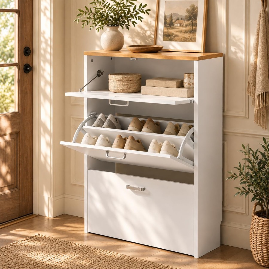 Shoe Rack Cabinet Narrow Entryway - Armário para guardar sapatos, ideal para