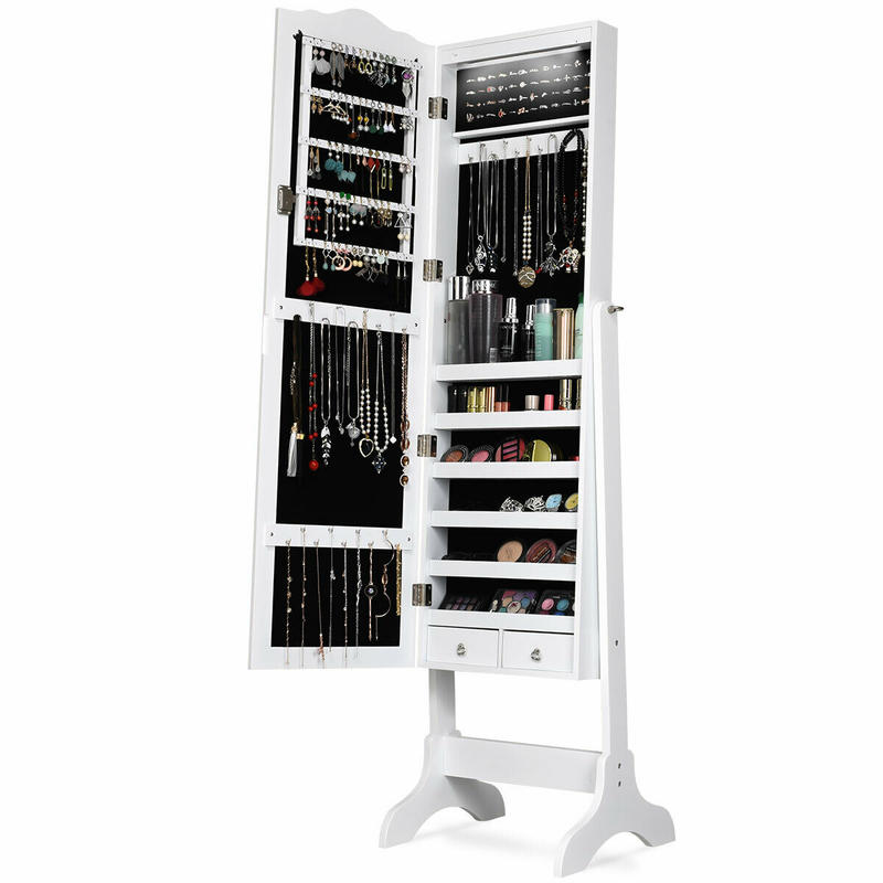 Full Length Mirror Jewelry Armoire - Armário de Joias com 14 LEDs