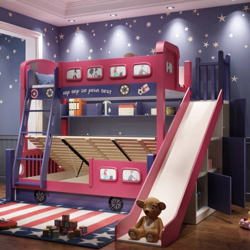 Bunk Bed With Stairs And Slide - Cama Infantil Moderna com Escorregador para