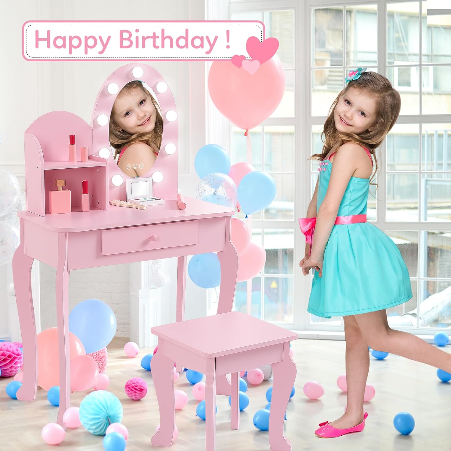 Conjunto de toucador infantil  - Dressing Table Vanity With Lighted Mirror avaliação e preço