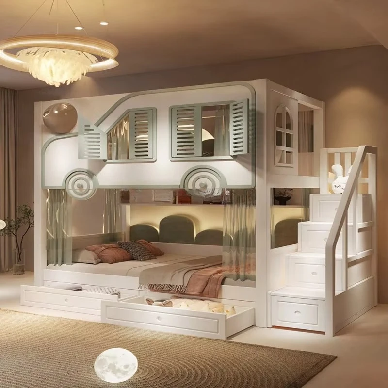 Novo Design de Cama de Luxo pa - Bunk Bed With Stairs And Slide avaliação e preço