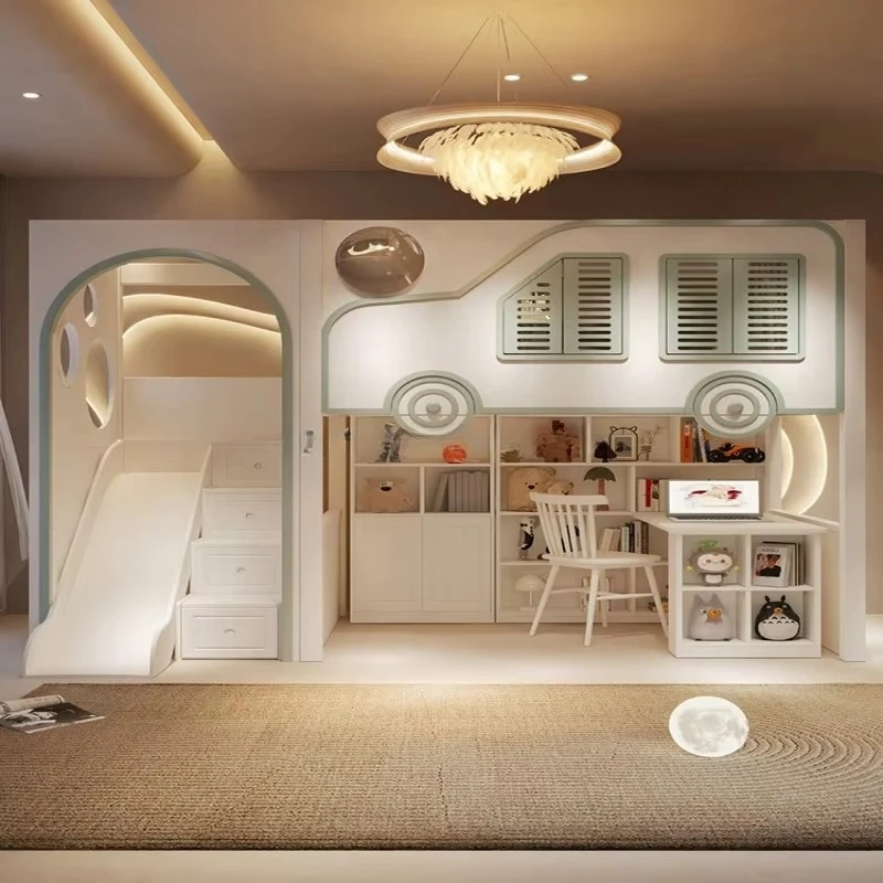 Novo Design de Cama de Luxo pa - Bunk Bed With Stairs And Slide avaliação e preço