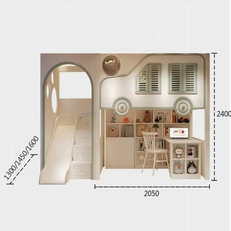 Novo Design de Cama de Luxo pa - Bunk Bed With Stairs And Slide avaliação e preço