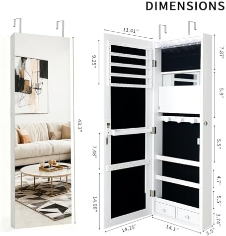 Armário Organizador de Joias c - Full Length Mirror Jewelry Armoire avaliação e preço