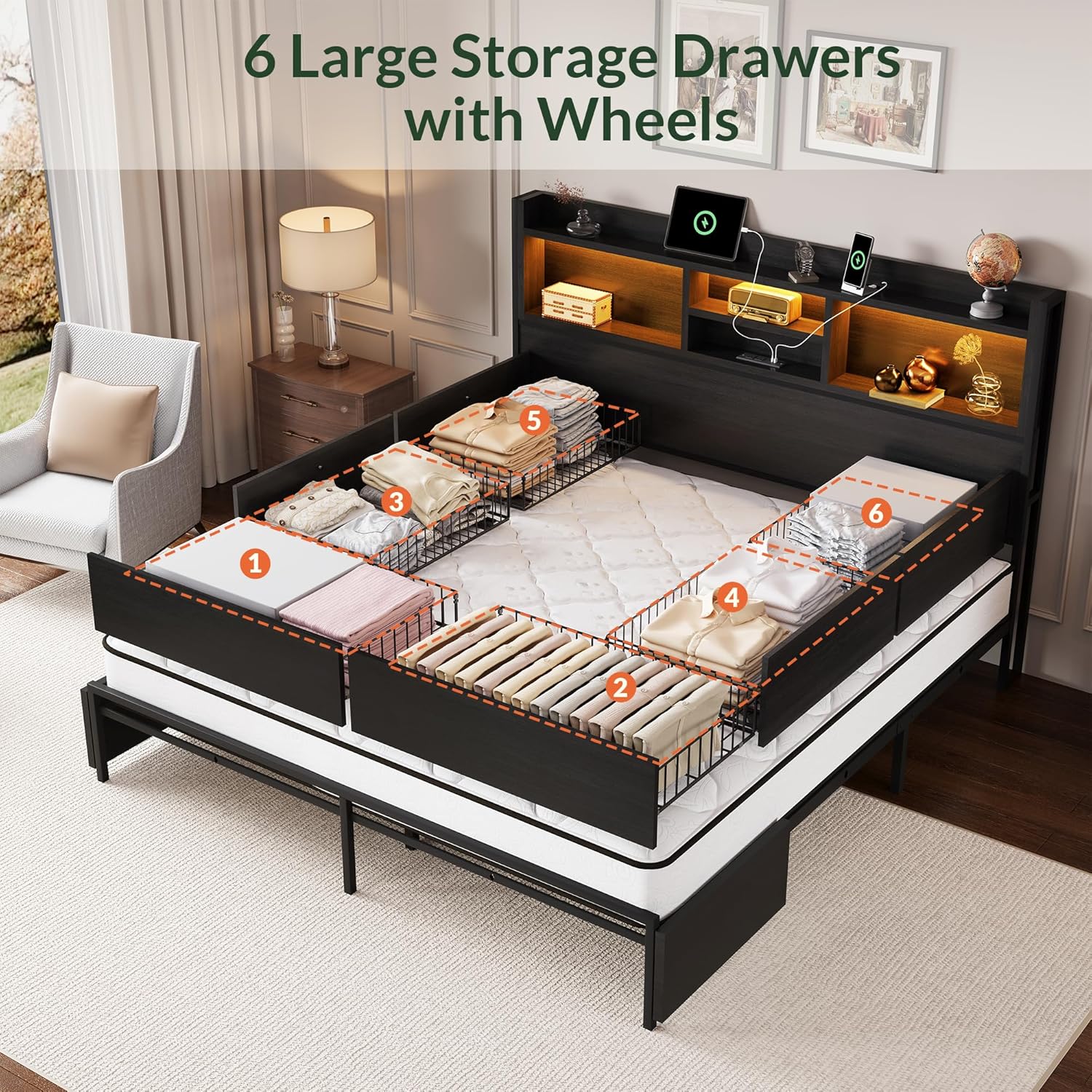 Estrutura de Cama King Size co - King Size Bed Frame With Storage Drawers avaliação e preço