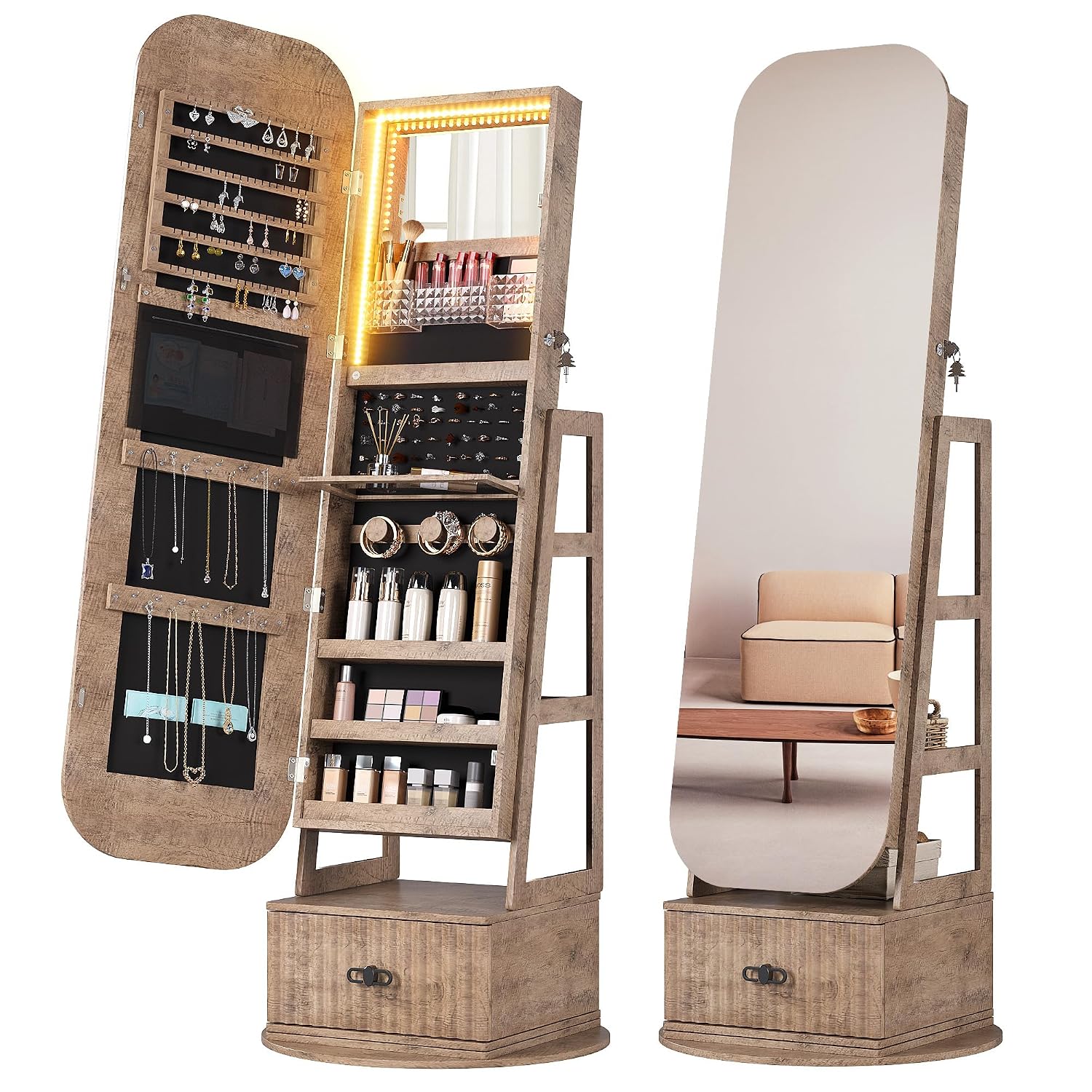 Organizadores de armário para  - Full Length Mirror Jewelry Armoire avaliação e preço