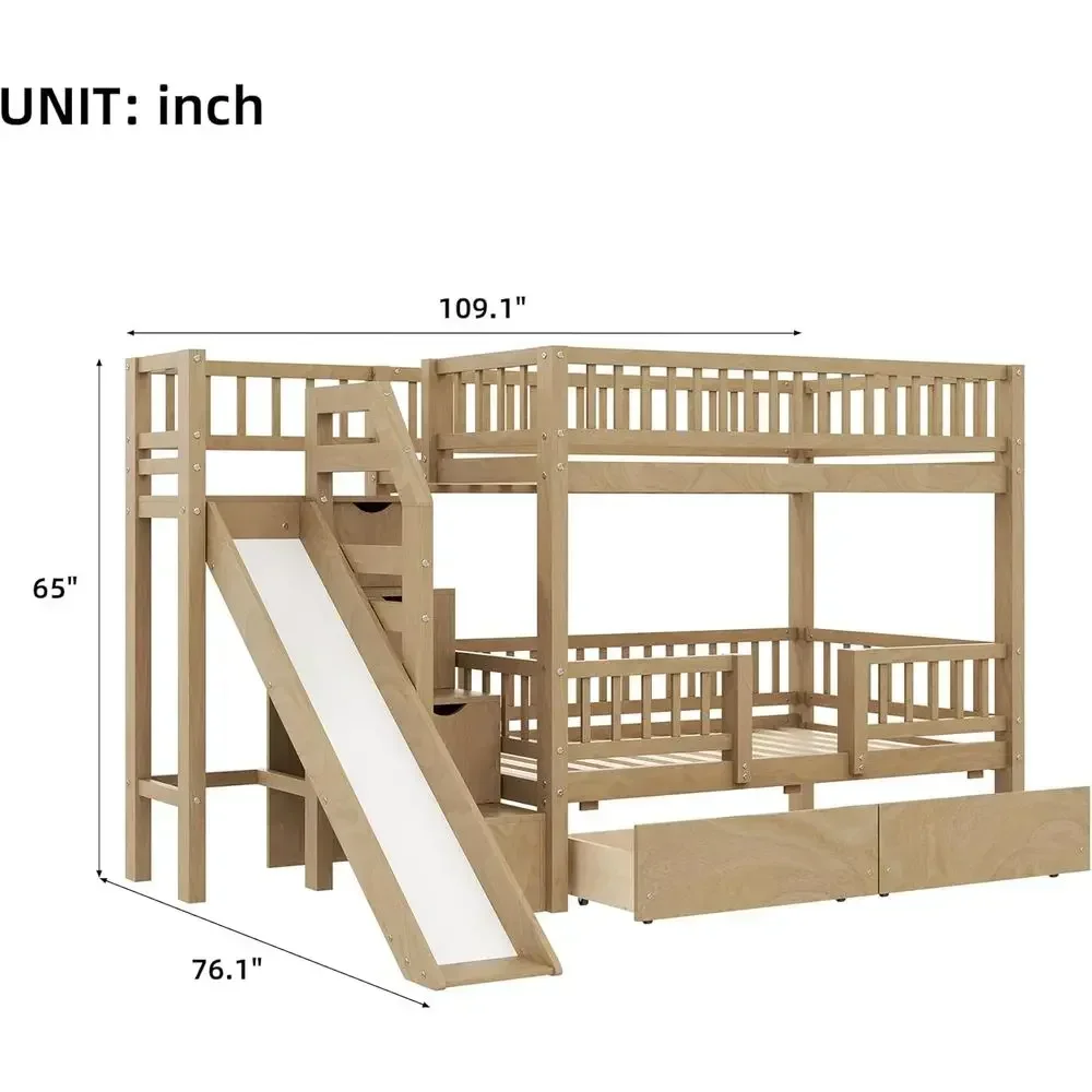 Beliche de madeira com dois lu - Bunk Bed With Stairs And Slide avaliação e preço