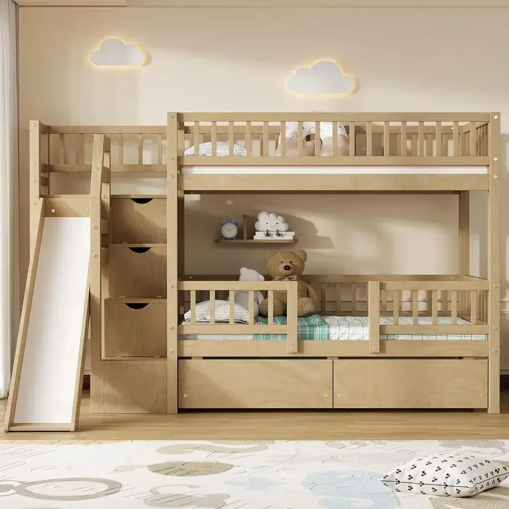 Beliche de madeira com dois lu - Bunk Bed With Stairs And Slide avaliação e preço