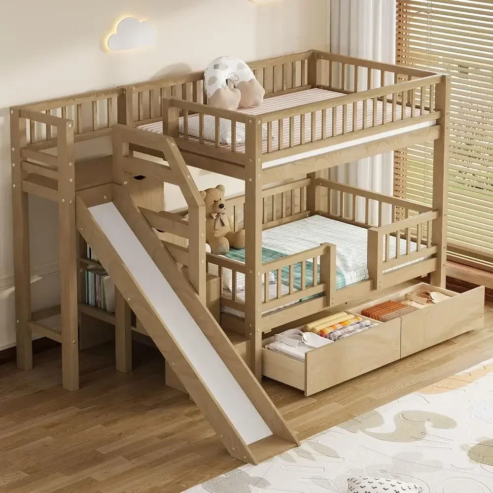 Beliche de madeira com dois lu - Bunk Bed With Stairs And Slide avaliação e preço