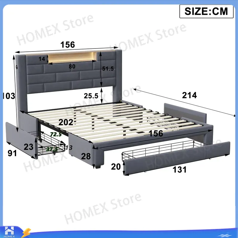 Estrutura de cama de casal de  - Gas Lift Storage Bed Hydraulic avaliação e preço