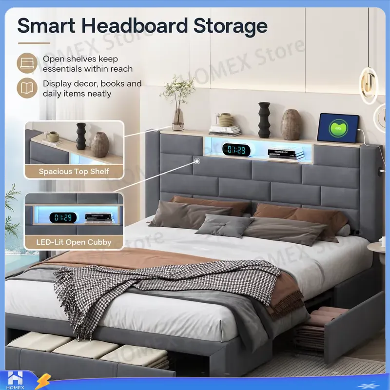 Estrutura de cama de casal de  - Gas Lift Storage Bed Hydraulic avaliação e preço