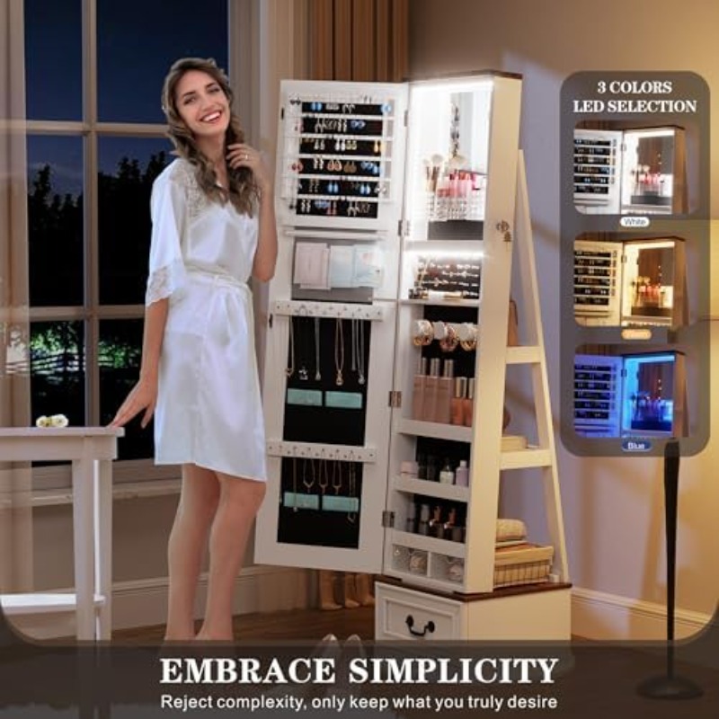 360 ° Armário de Joias Giratór - Full Length Mirror Jewelry Armoire avaliação e preço