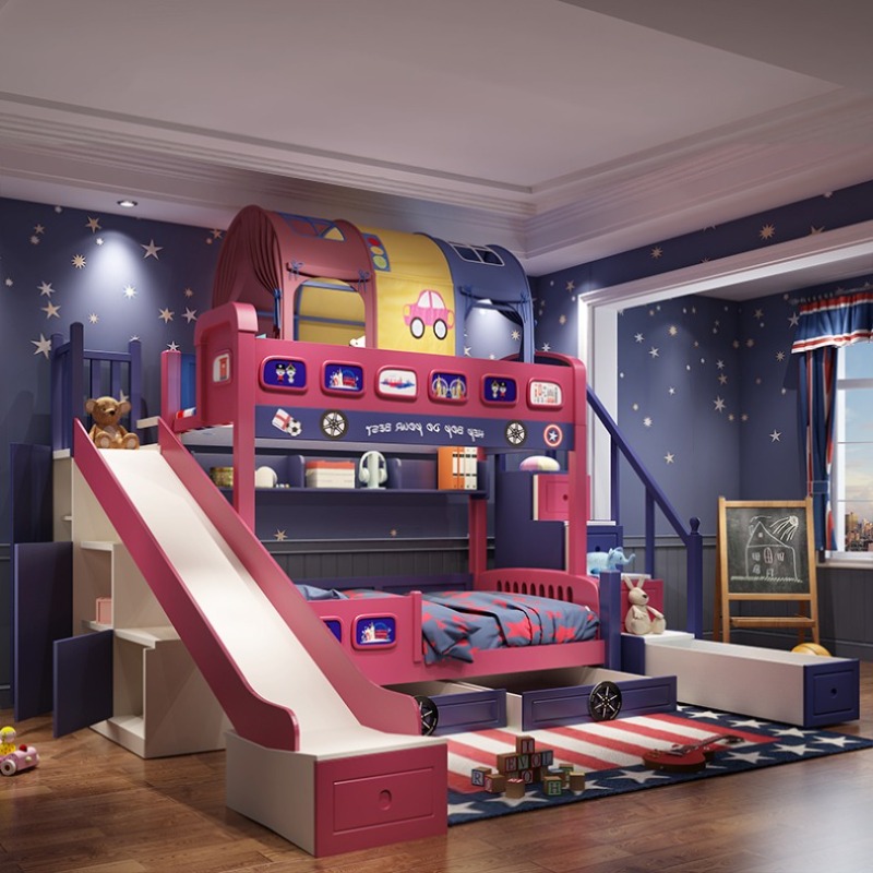 Cama Infantil Moderna com Esco - Bunk Bed With Stairs And Slide avaliação e preço